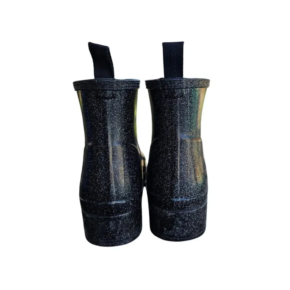 Hunter Play Starcloud Glitter Short Rain Boots Black Size 11